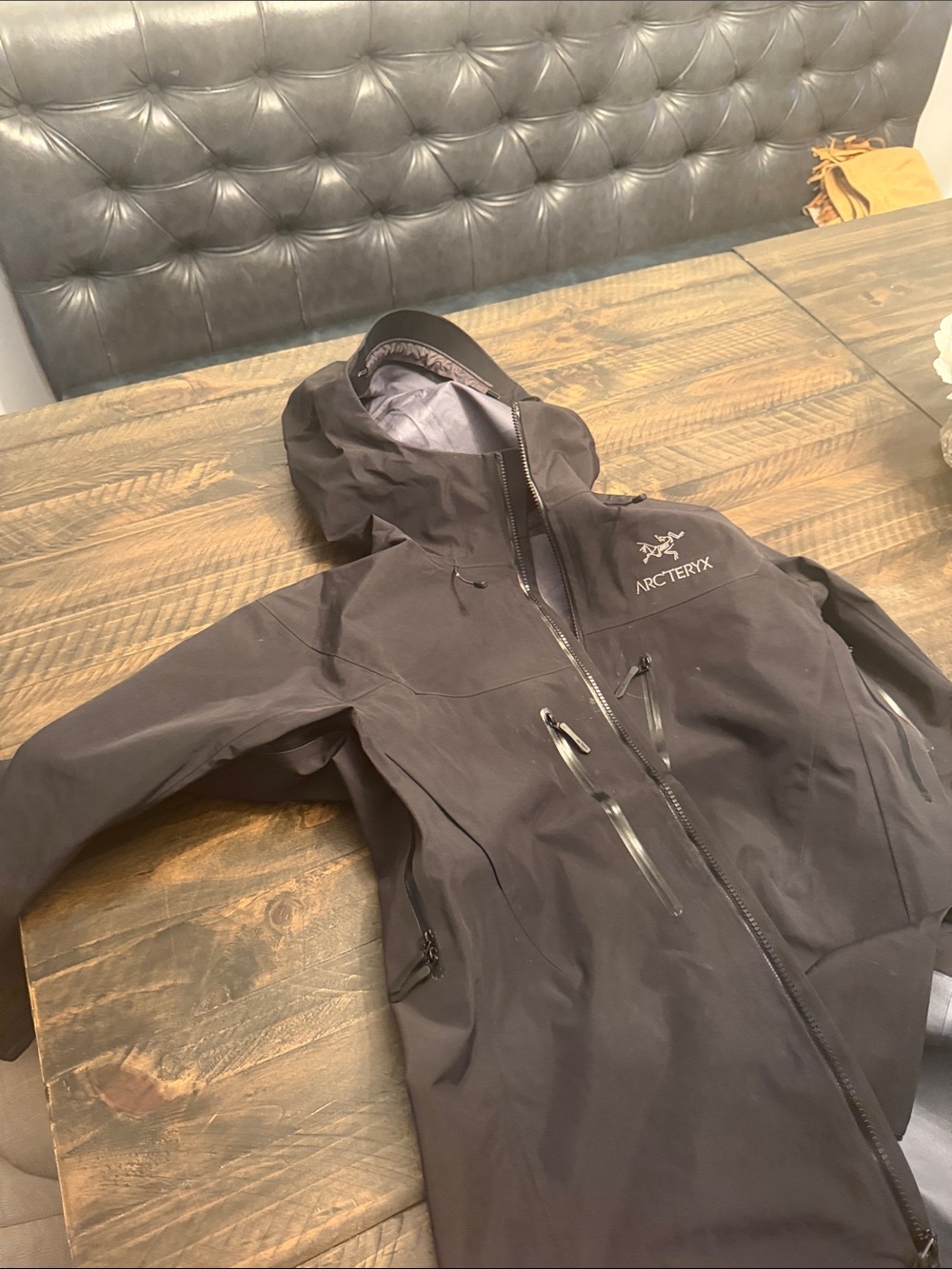 Arc'teryx Black Hooded Waterproof Rain Jacket